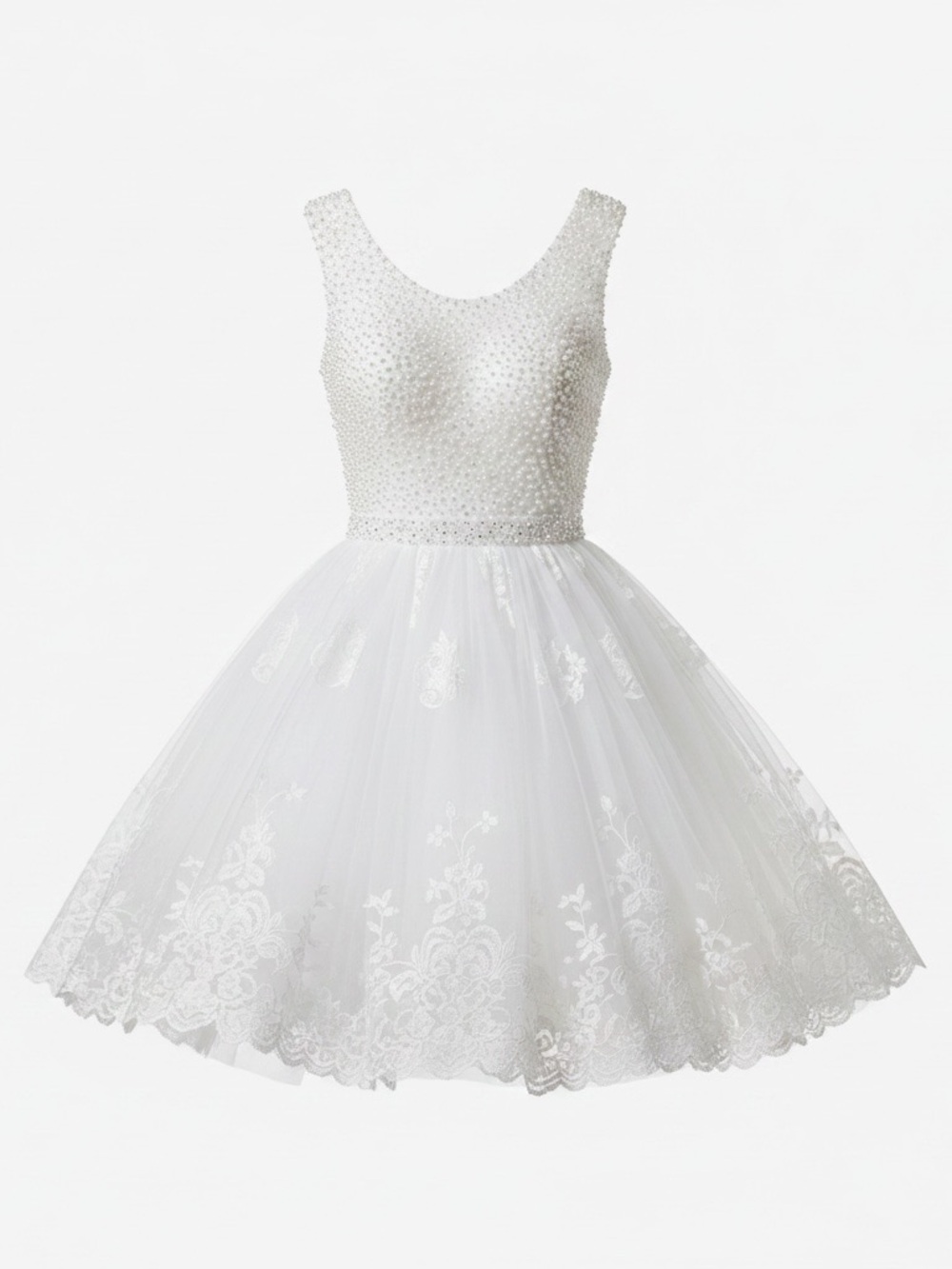 Pearl-Embellished White Cocktail Dress New without tags